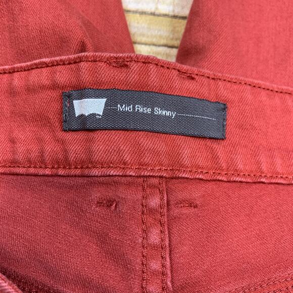 Levi's Mid Rise Skinny Jean Womens Size 8 Double Button Rust - Picture 4 of 6